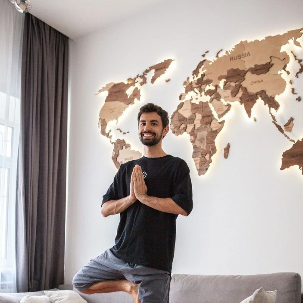 Personal wooden world map display