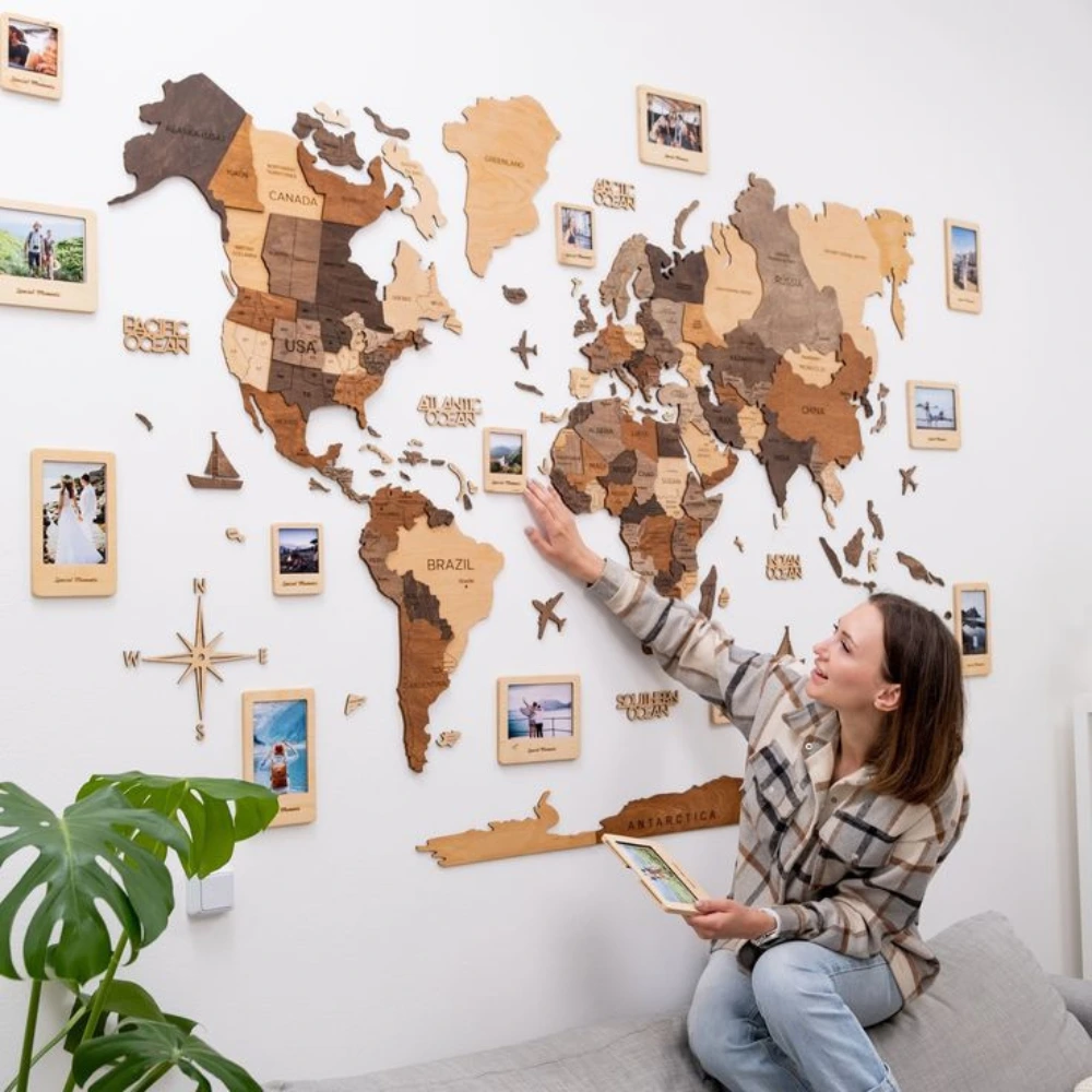 Heartfelt gift wooden map