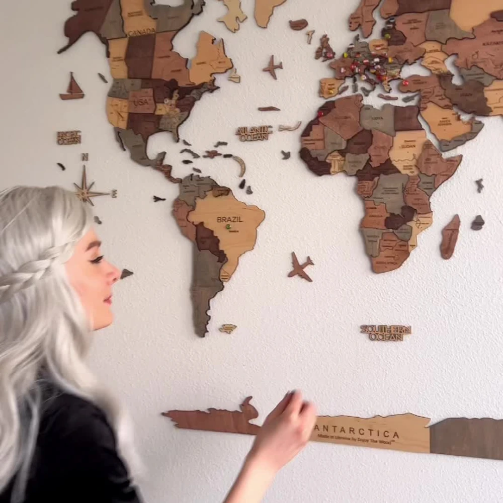 Housewarming wooden map gift