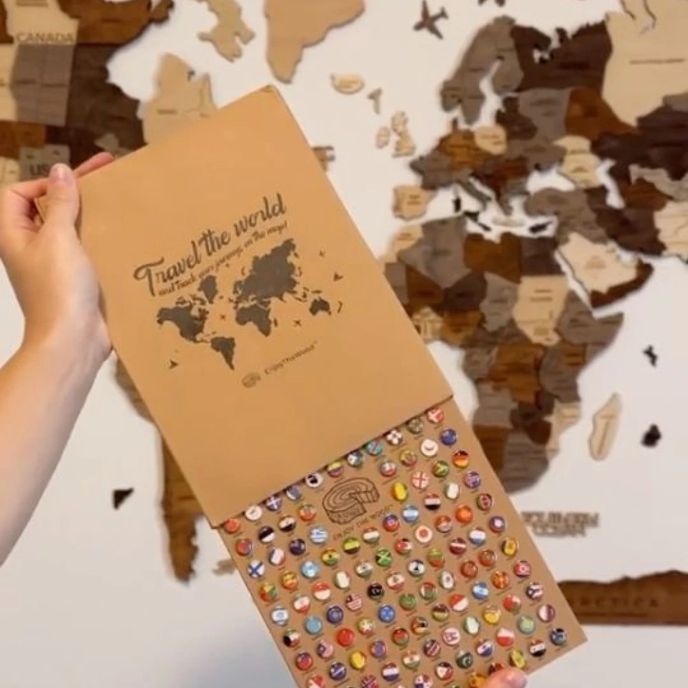 Detailed wooden map craftsmanship