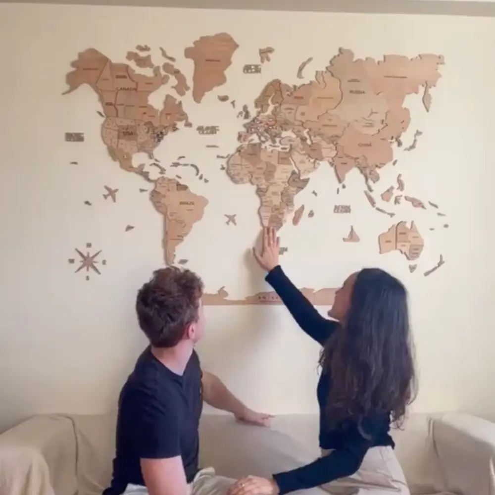 Couple's adventure wooden map