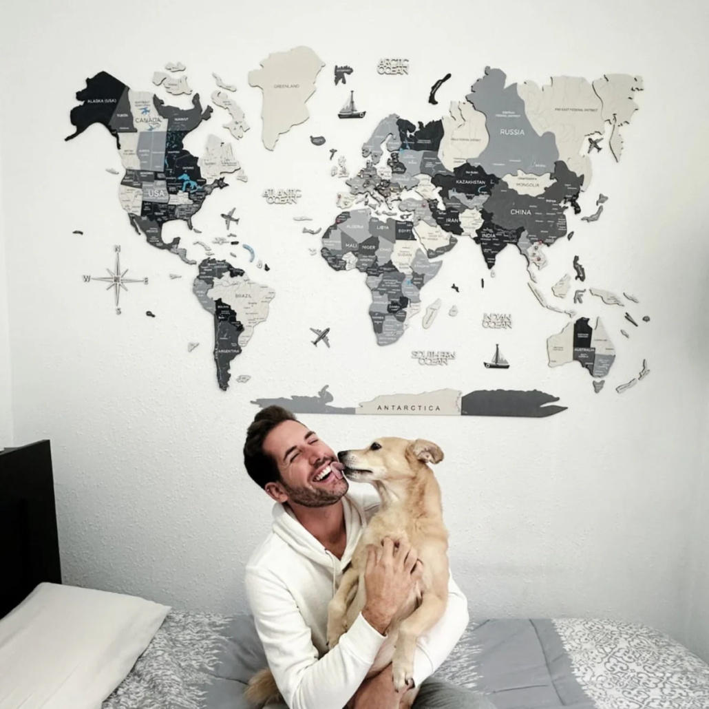 Custom wooden world map wall art