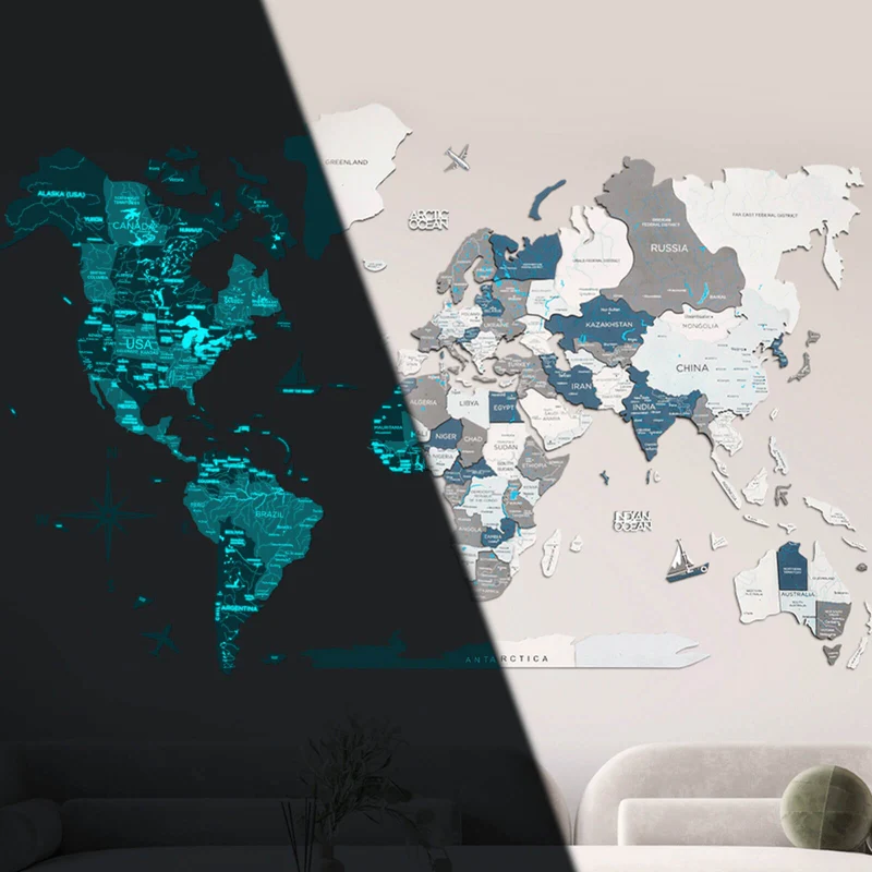 Handmade illuminated wood map