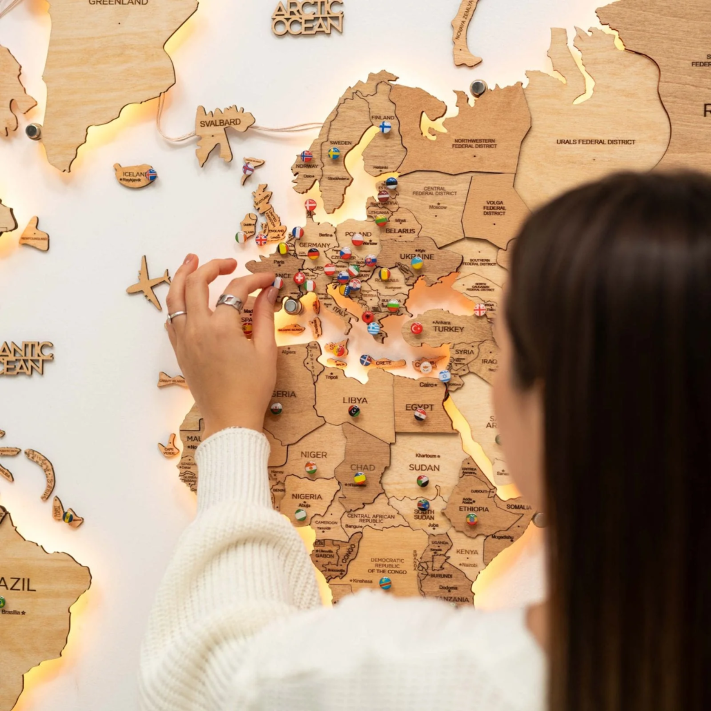 3D Large wooden world map