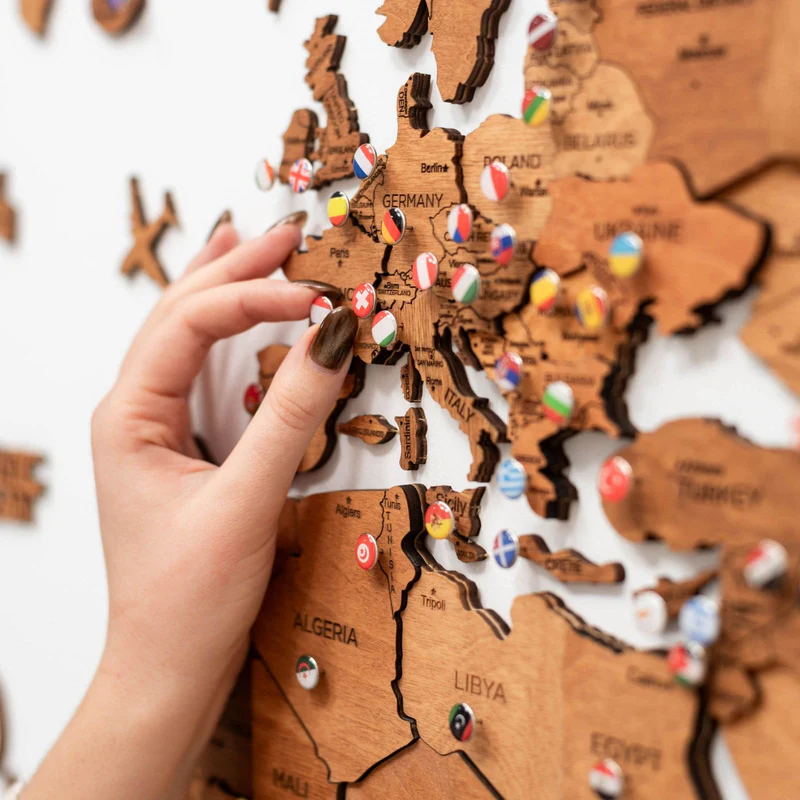 Travel wooden world map