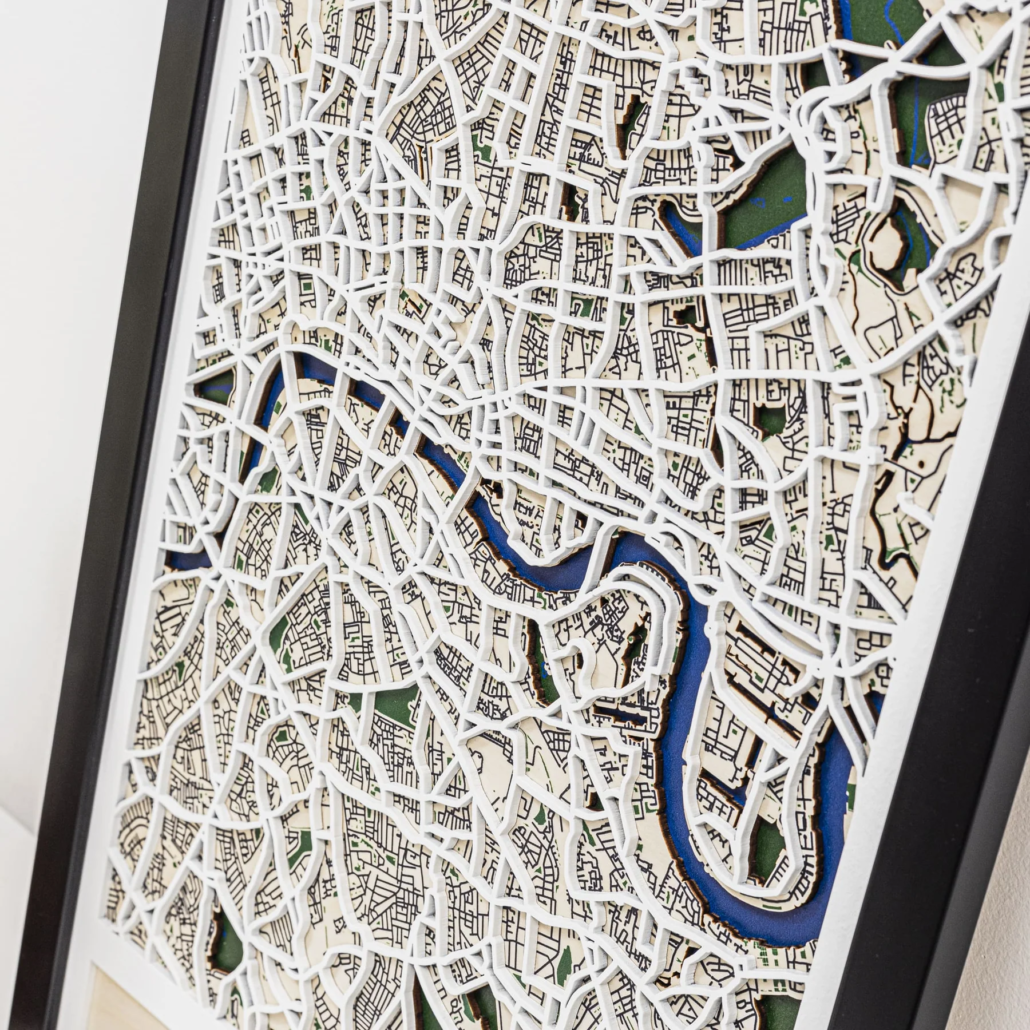 3D City Wooden Maps for Home