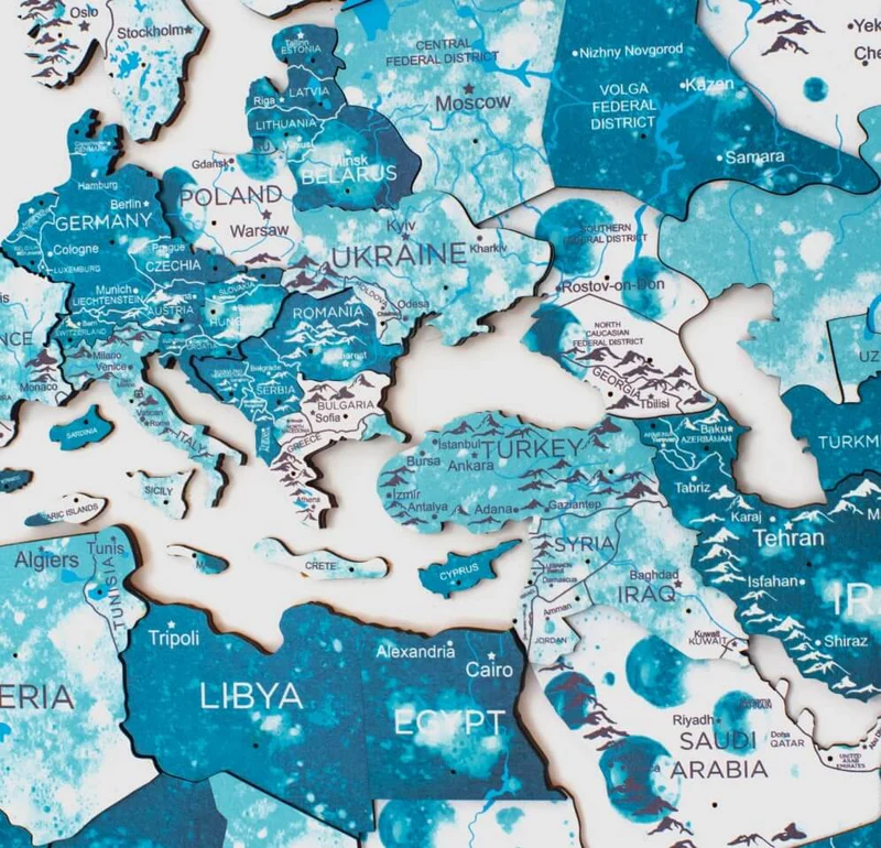 Colorful wooden world map gift idea