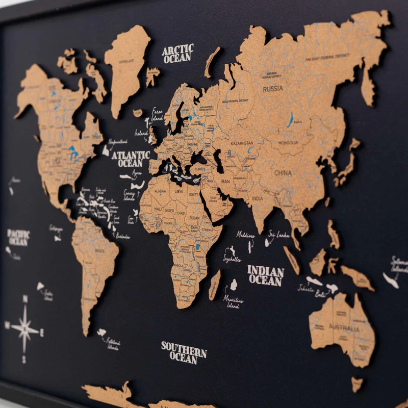 cork wooden world map for Home