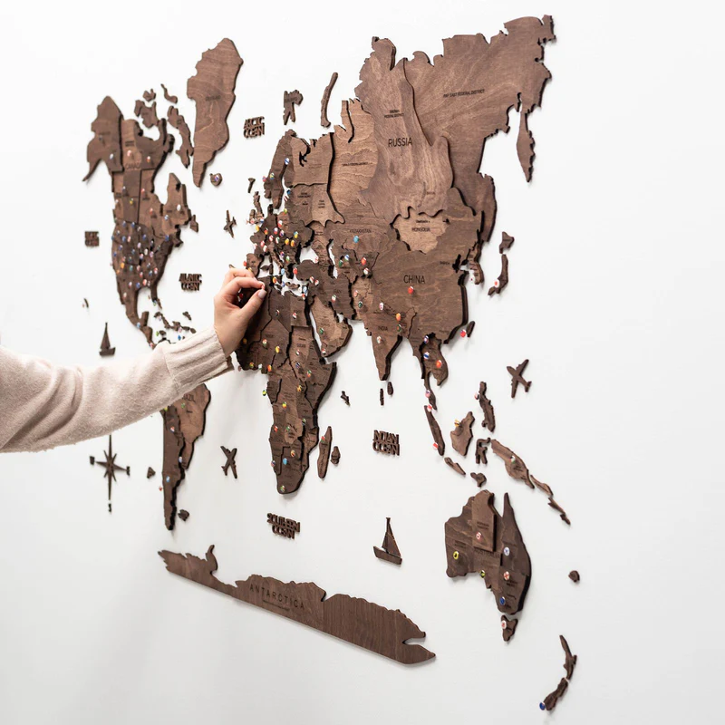 Decorative puzzle wooden map