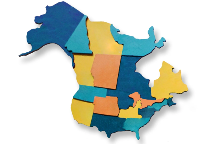 Colored Puzzle Map - Blanc