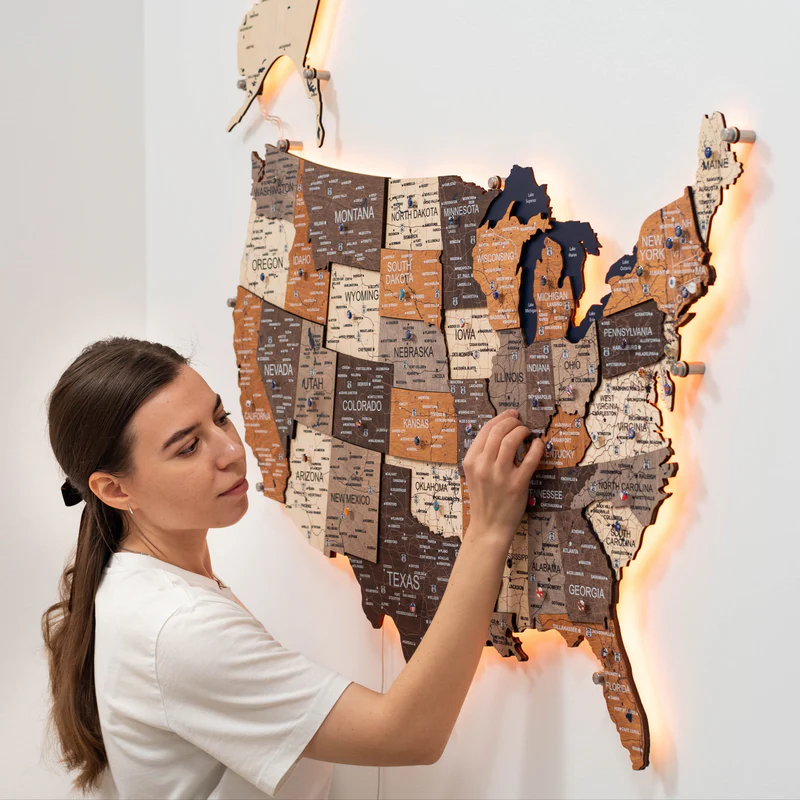 USA Wooden Maps