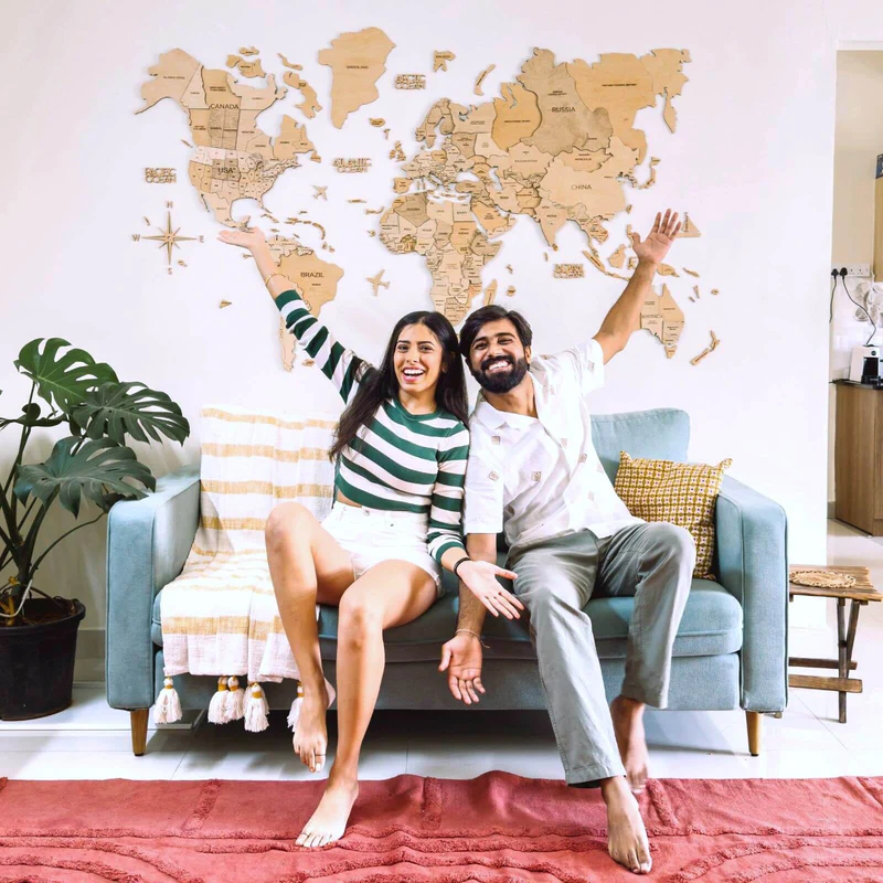 Interactive travel wooden map