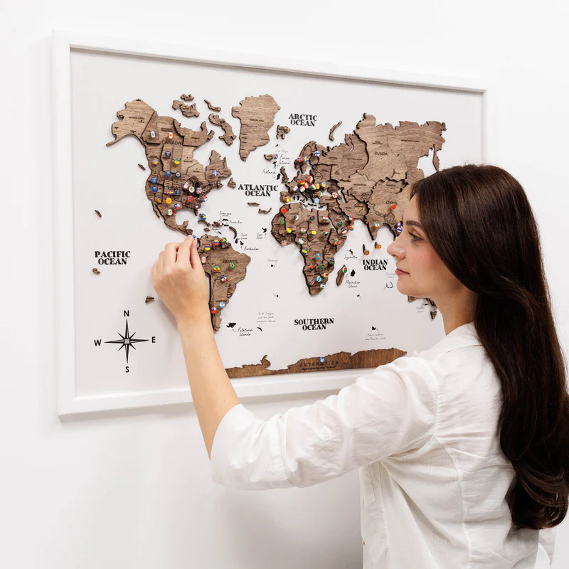 3D wooden map on board