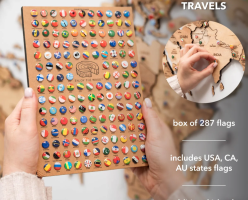 3D Wooden world maps Box