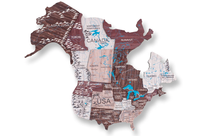 Magnetic travel map wooden