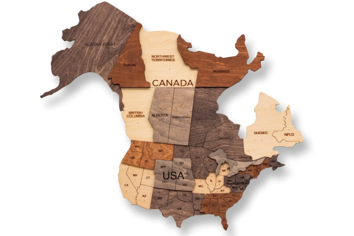 Puzzle wooden world map