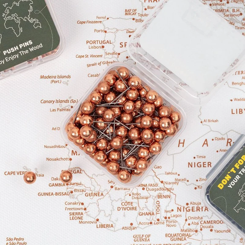 Travel pin wooden wall map