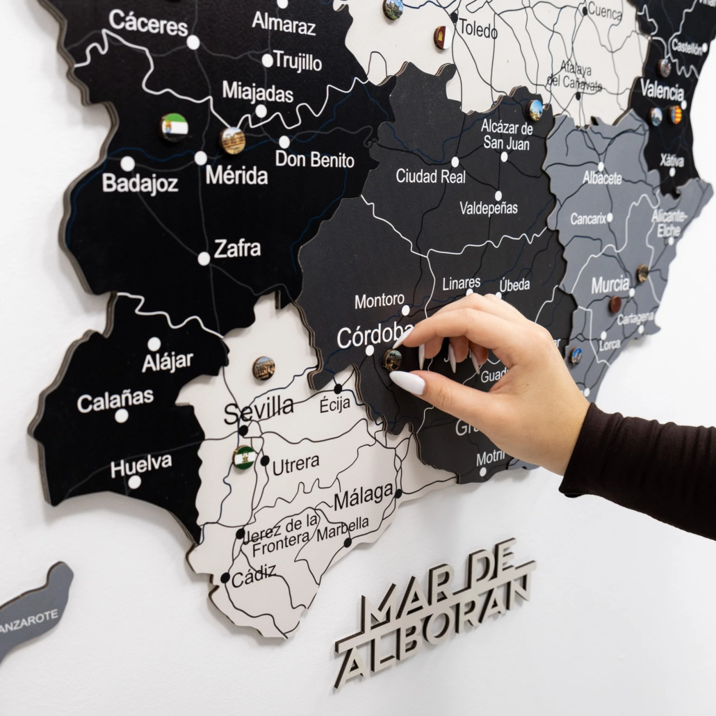 3D Spain Wooden Maps Art