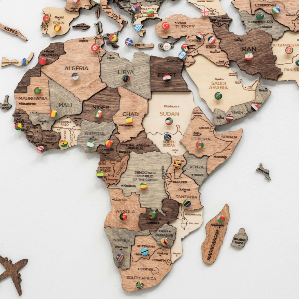 Luxury handcrafted large wooden map of the world