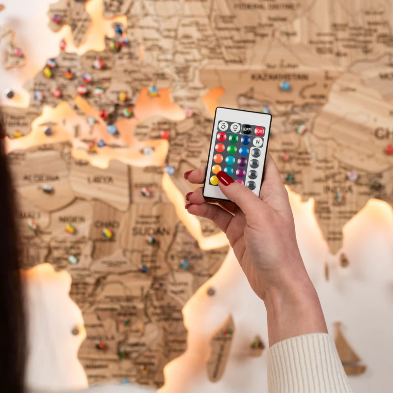 Premium carved wooden world map