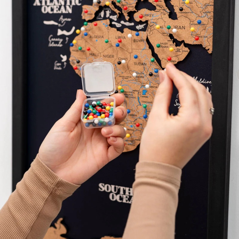 Cork map of the world for wall decoration