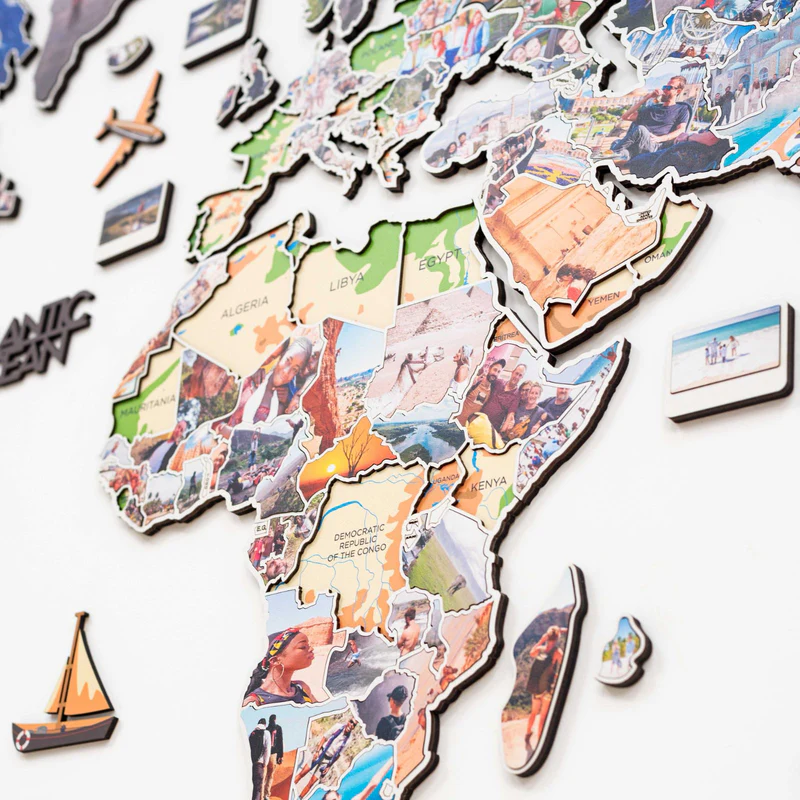 Modern photo world map wall decor