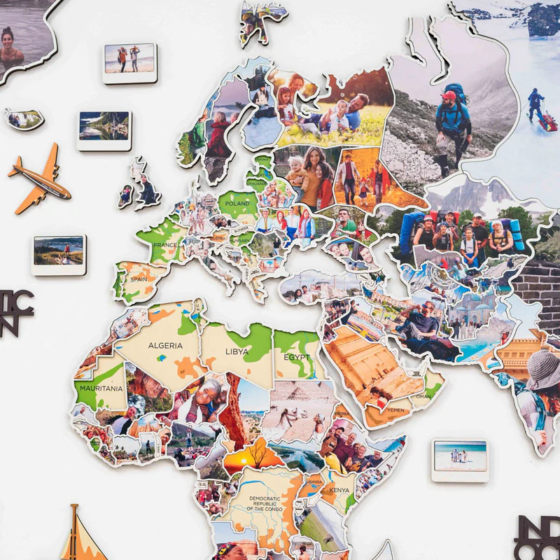 Photo style world map decor