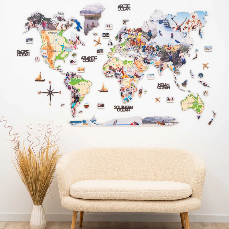 Photo world map wall art