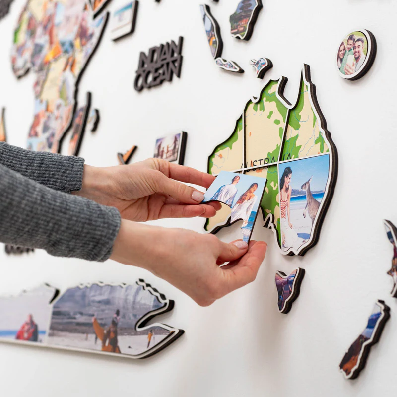 Travel photo world map poster